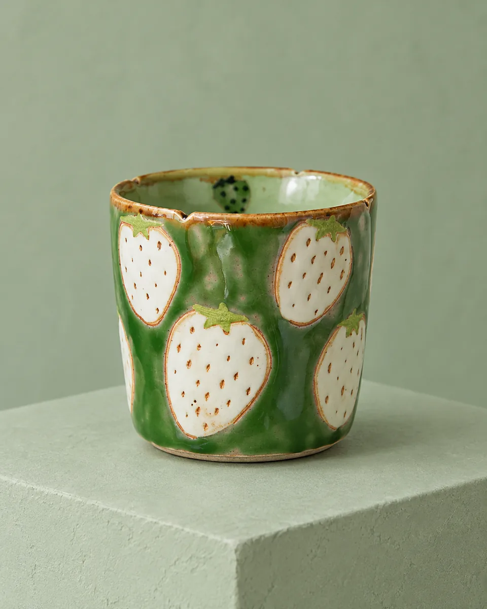 Strawberry Relief Cup, Green gloss