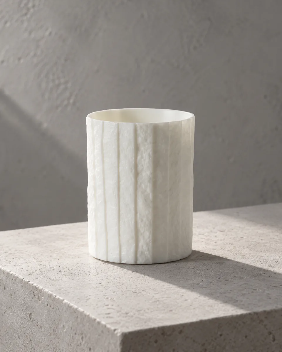 Folded-Paper Porcelain Cups and Milk Pitcher, Tall cup